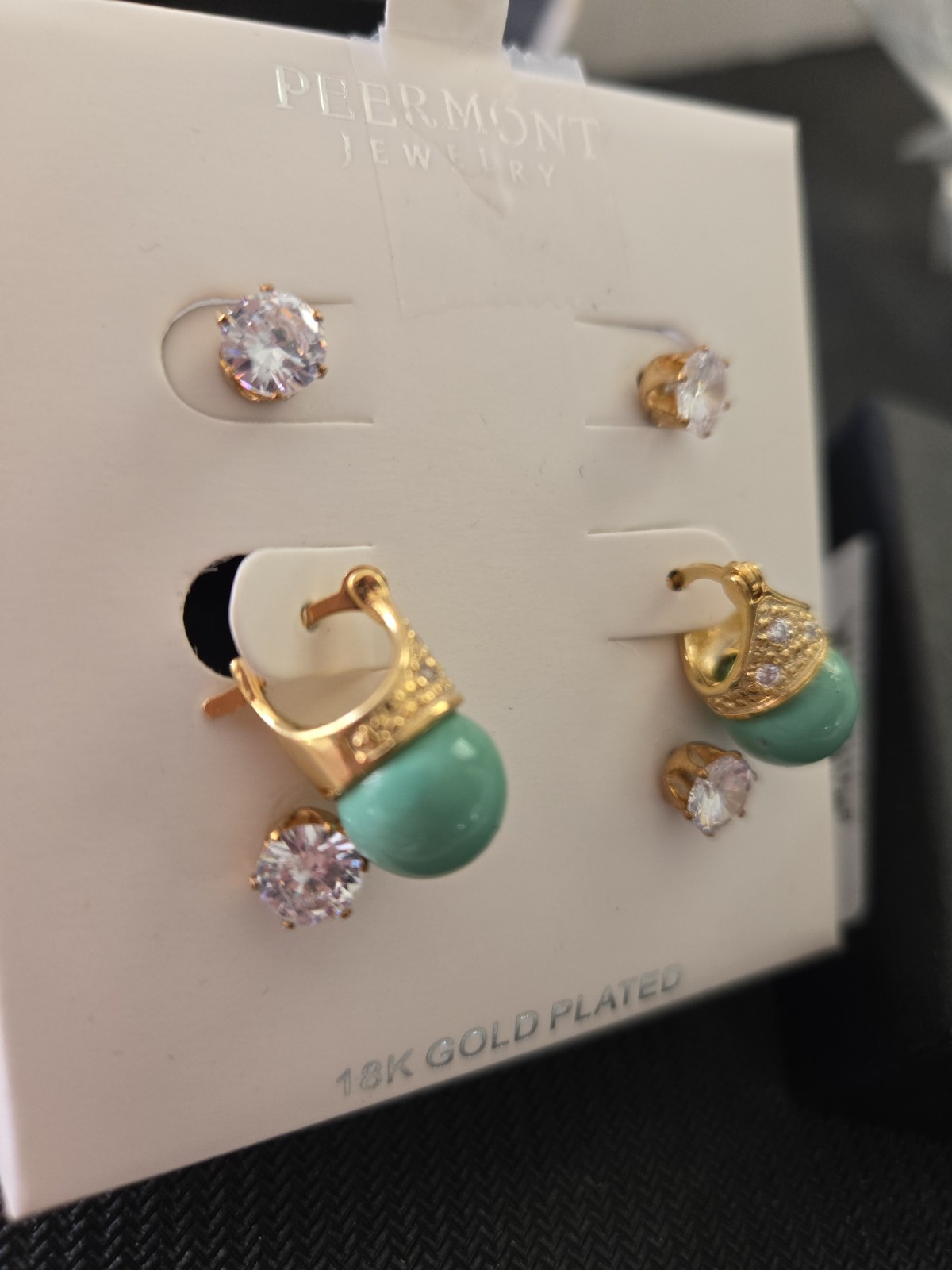 Peermont Jewelry 18k Gold Plated Stud Earrings Set(3 Pairs Of Earrings) New
