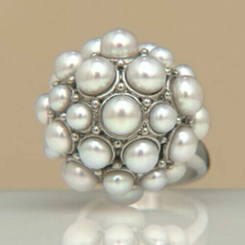 Honora Cultured Freshwater Pearl Stainless Steel Cluster Ring Size 5 $179