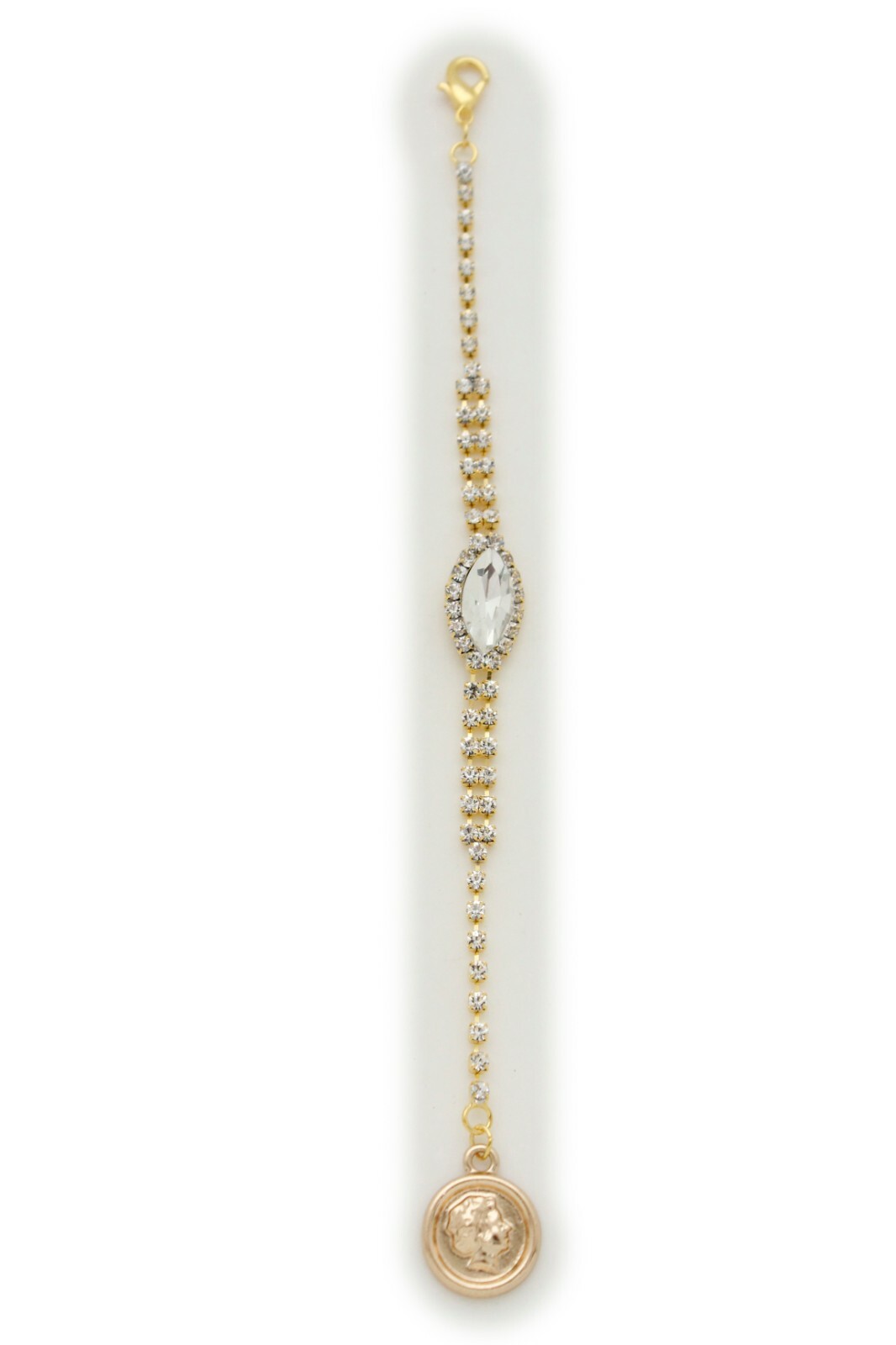 Women Open Back Dressy Long Necklace Pendant Gold Metal Chain Links Coin Charm