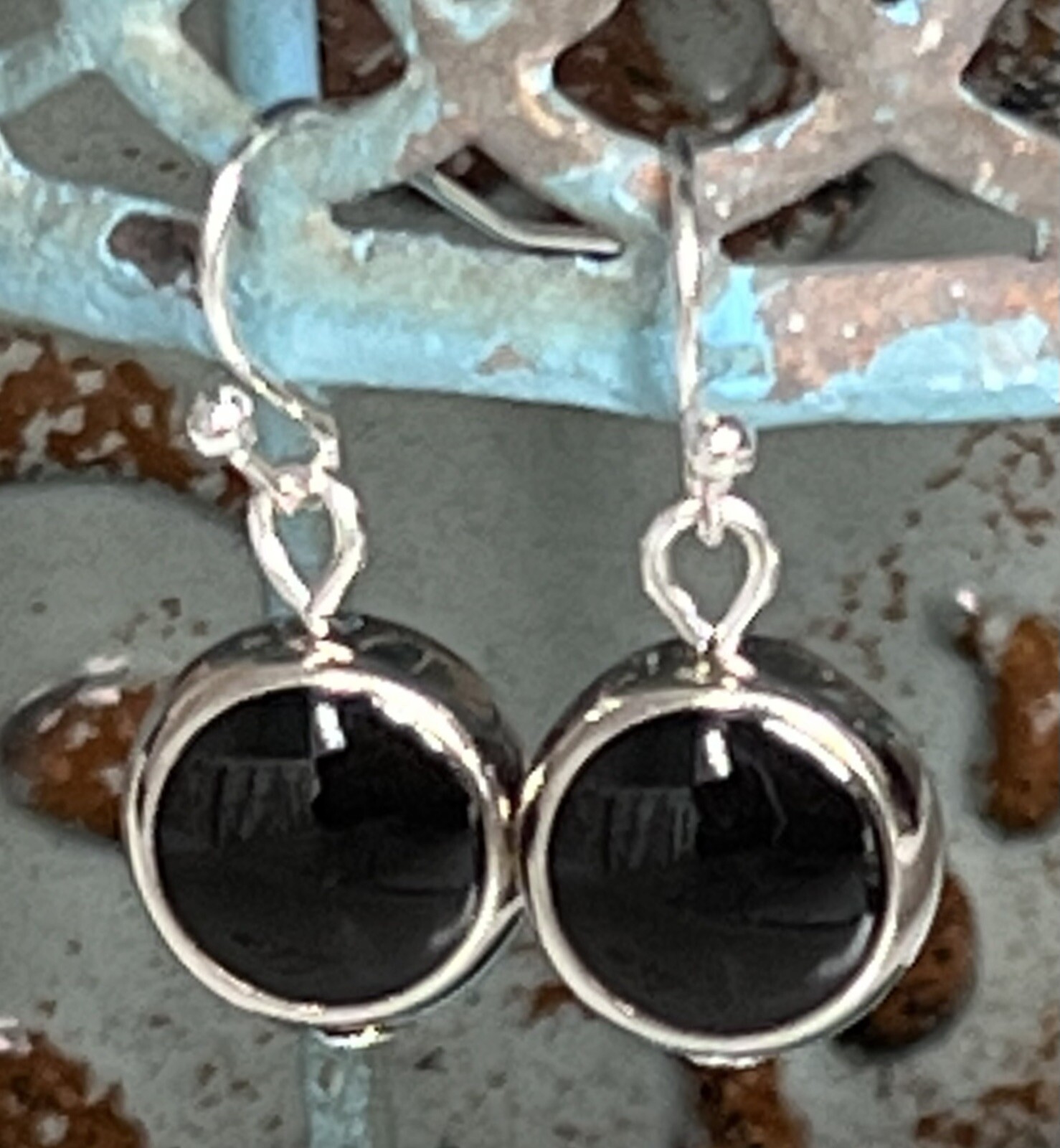 Silver and Black Earrings. Boho Chic.