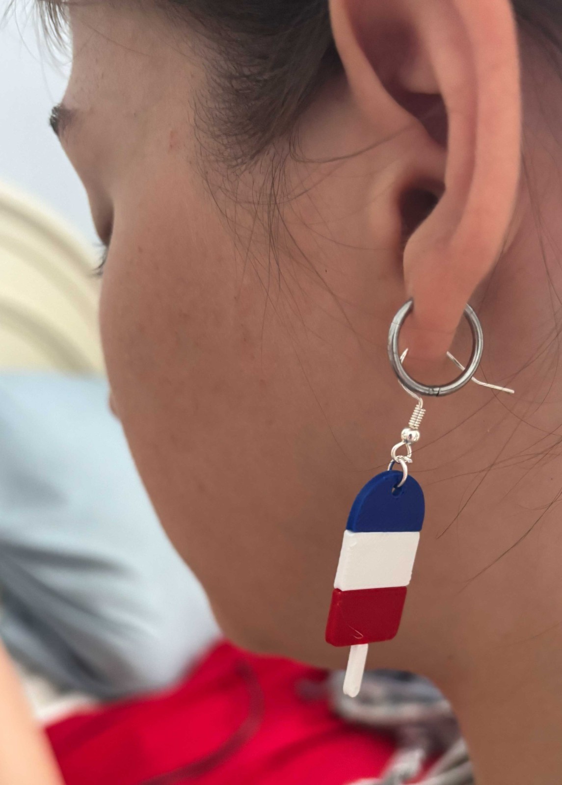 4th of July Earrings 3 Pair Set USA Flag Heart Star Ice Pop Patriotic