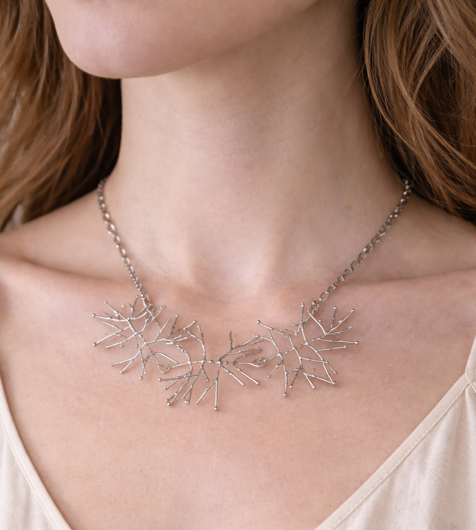 Branchy Silver Necklace – Sculptural Artisan Collar – Adjustable 16″–18″