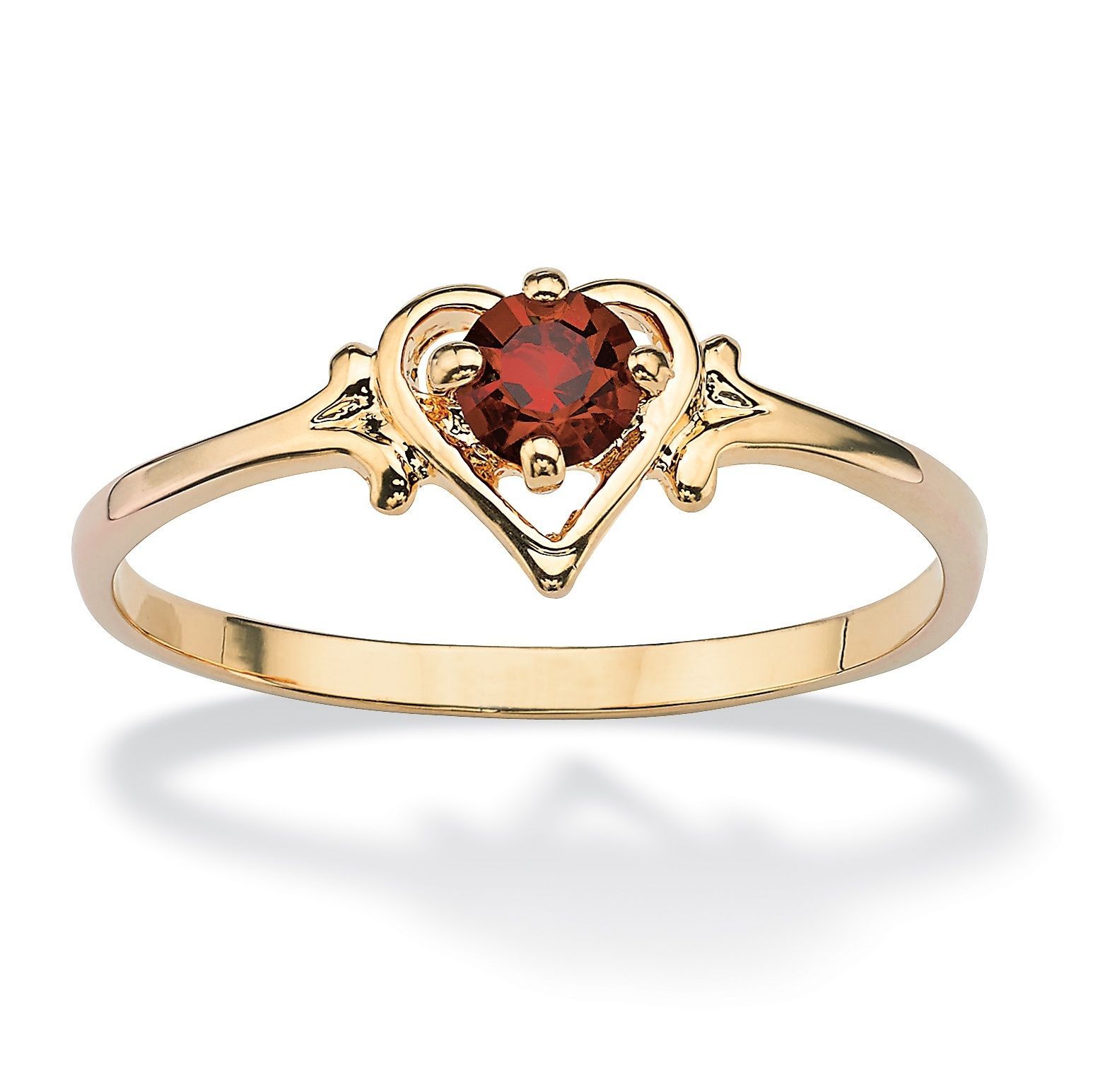 WOMENS 14K GOLD GP BIRTHSTONE GARNET HEART SHAPE RING SIZE GP 5 6 7 8 9 10
