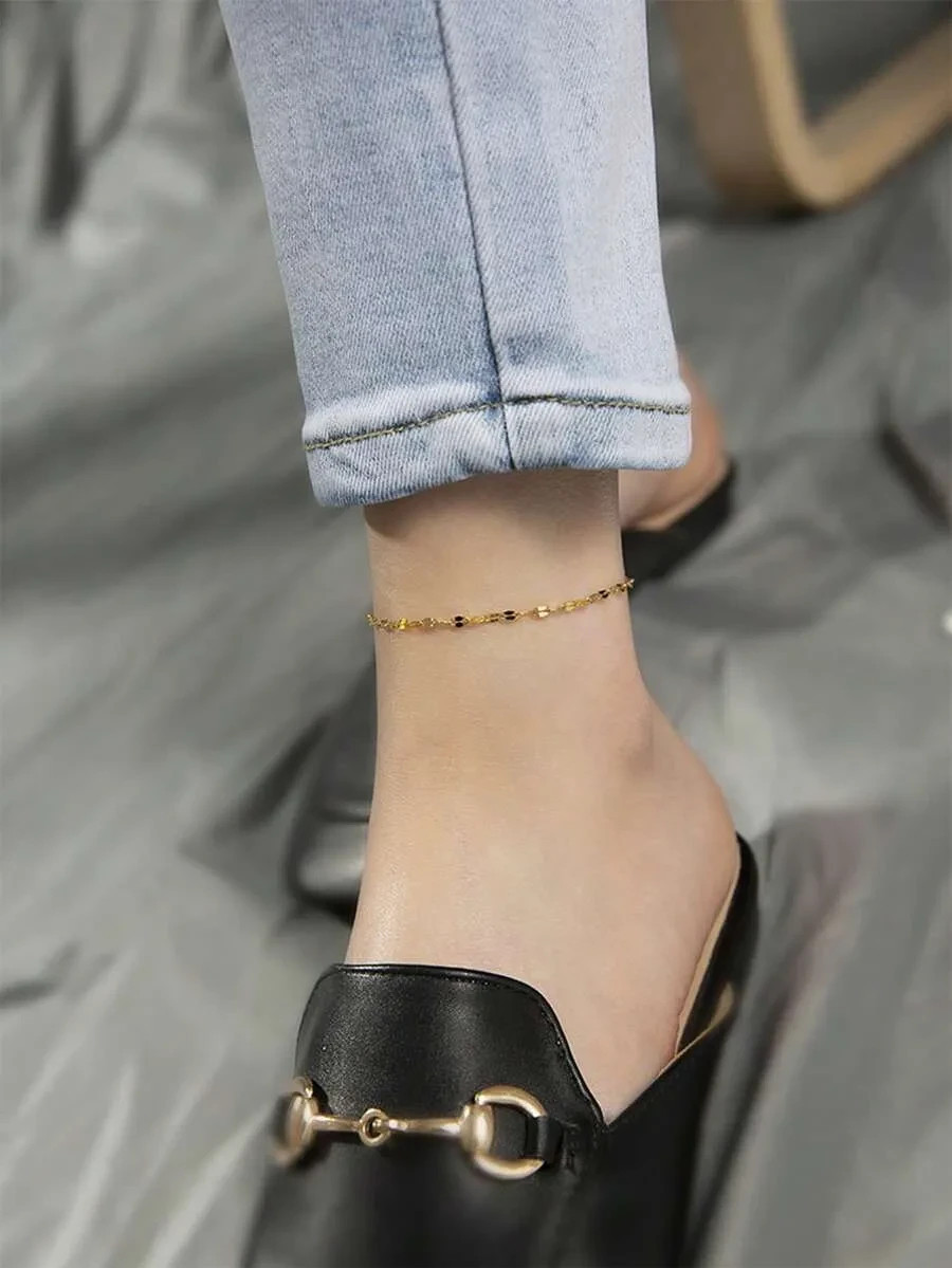 1pc Minimalist Stainless Steel Chain Anklet, Suitable For Vacation And Beach