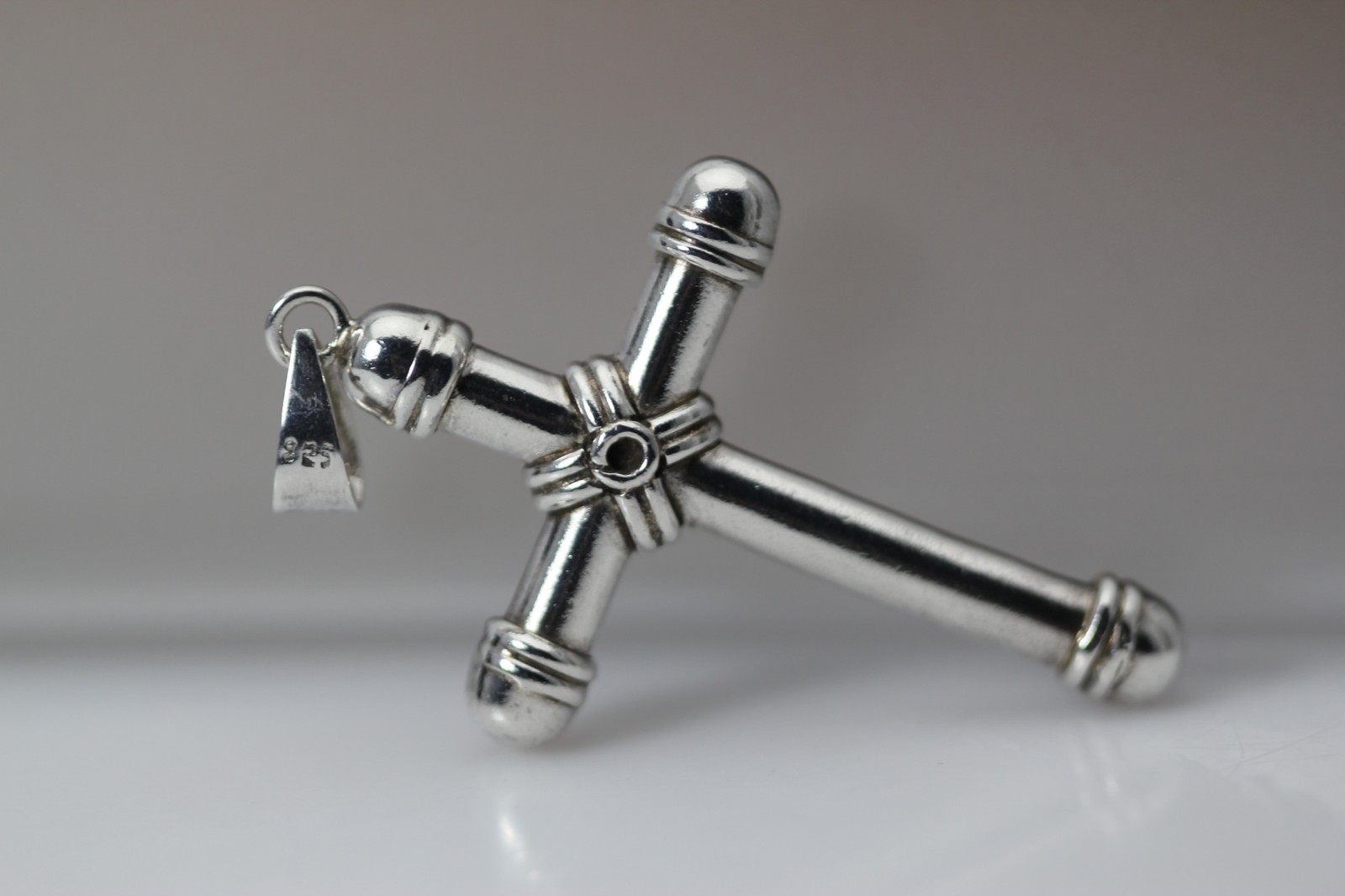 925 Sterling Silver Oval Yellow Stone Large Cross Pendant 7.3 Grams (PEN10218)