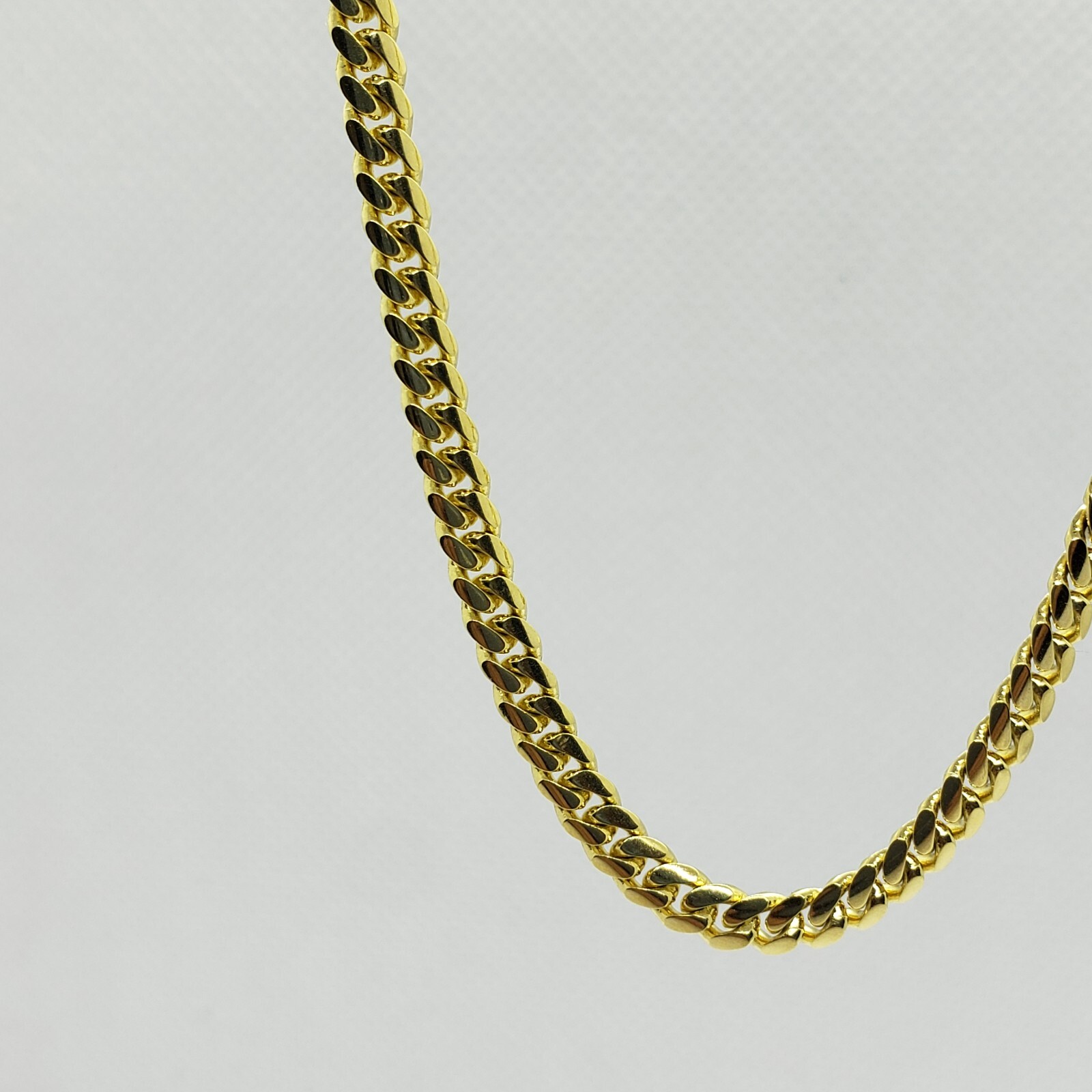 10K Solid Yellow Gold Miami Cuban Link Chain Necklace Width 2.5mm Size 18″~30″