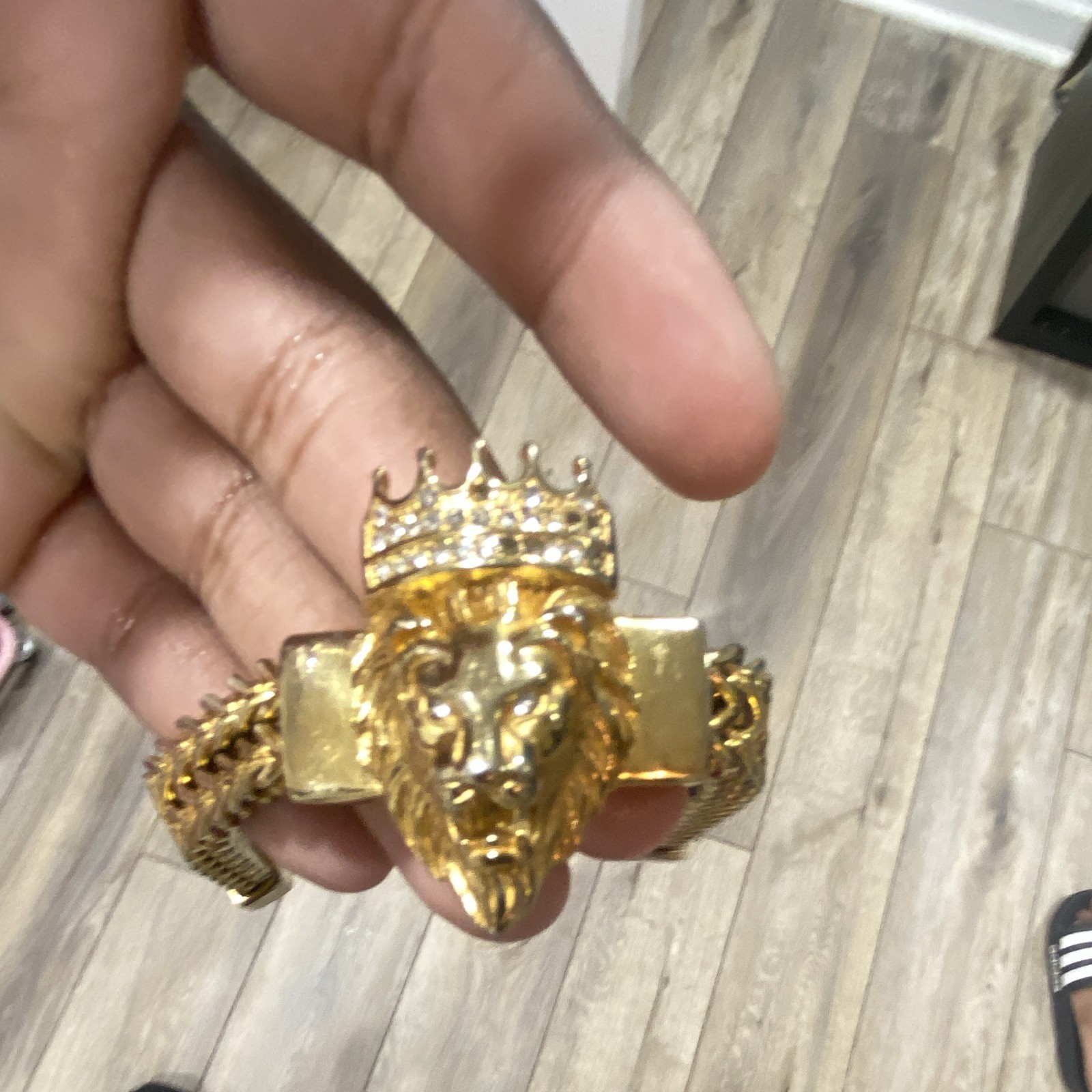 Luxury Gold Lion Head Chain Bracelet Heavy Statement Unisex 8.5″ Designer Style