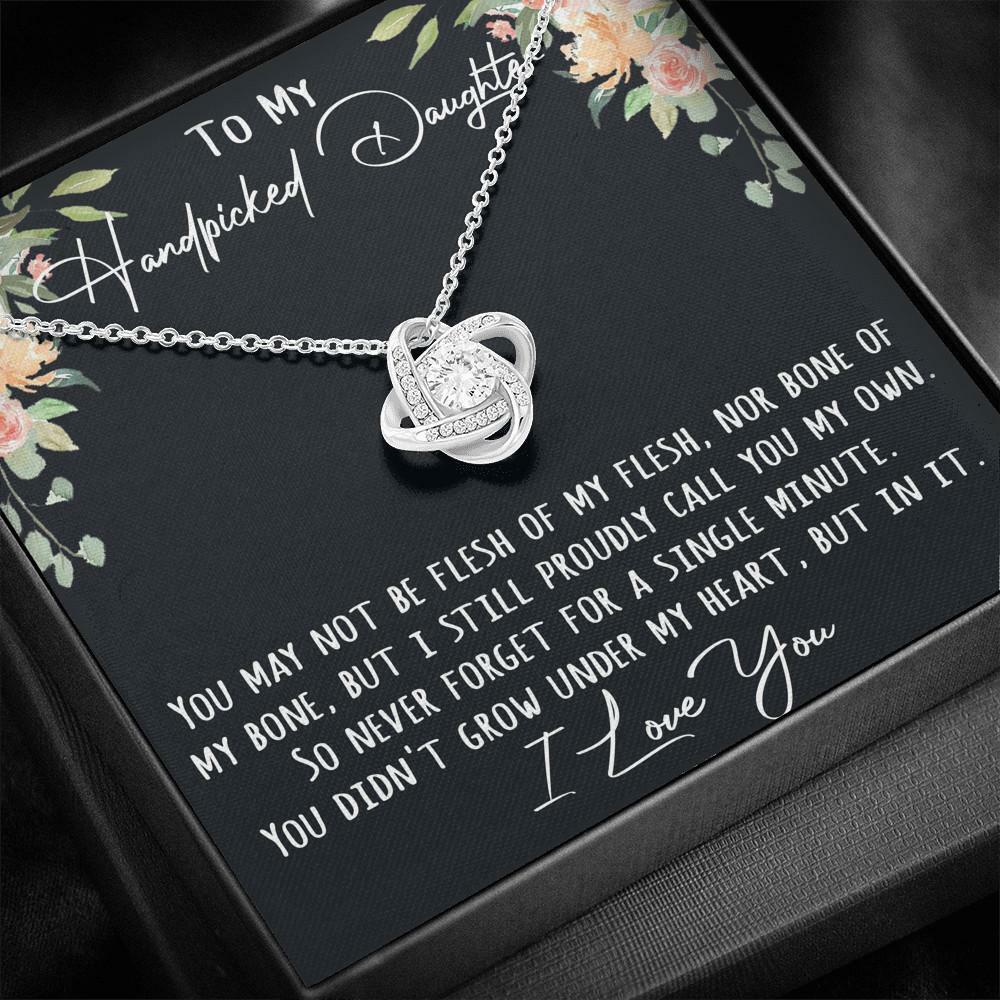 To Handpicked Daughter Gift Love Knot Necklace Stepmother to Bonus Daughter Gift