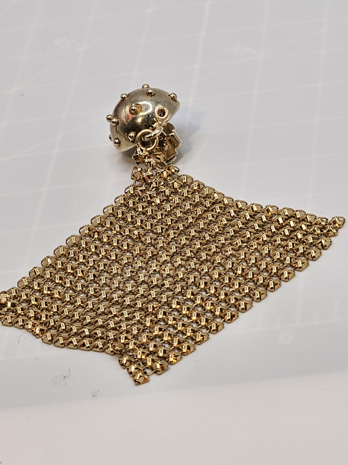 Moussy Goldtone Mesh Chain Dangle Earrings Long Statement Retro Glam