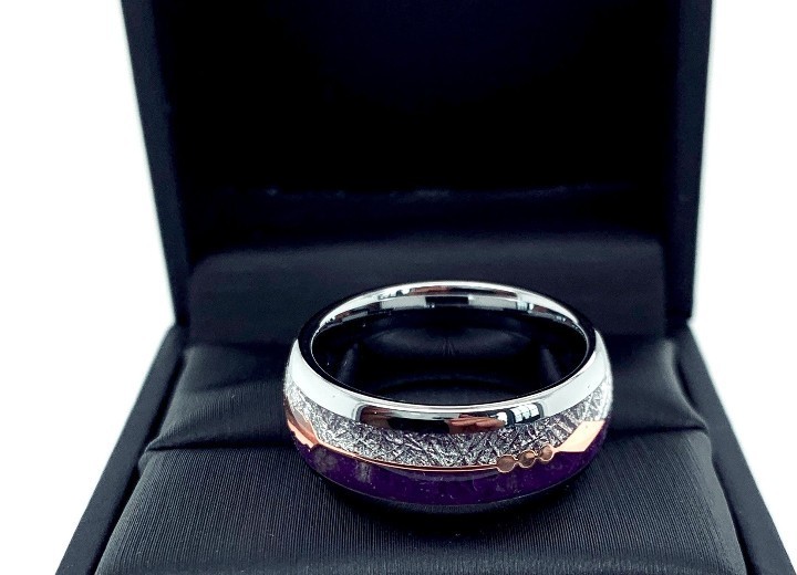 Titanium Amethyst Meteorite Band Size 7.5