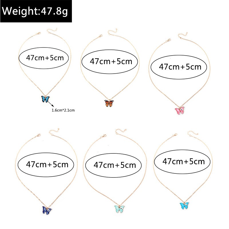 Women’s Jewelry Gift Colorful Butterfly Pendant Charm Necklace
