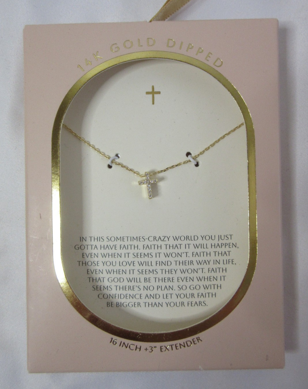 Gold Cross Necklace Target Tiny Pendant Faith 14K Dipped 16″ CZ NWT