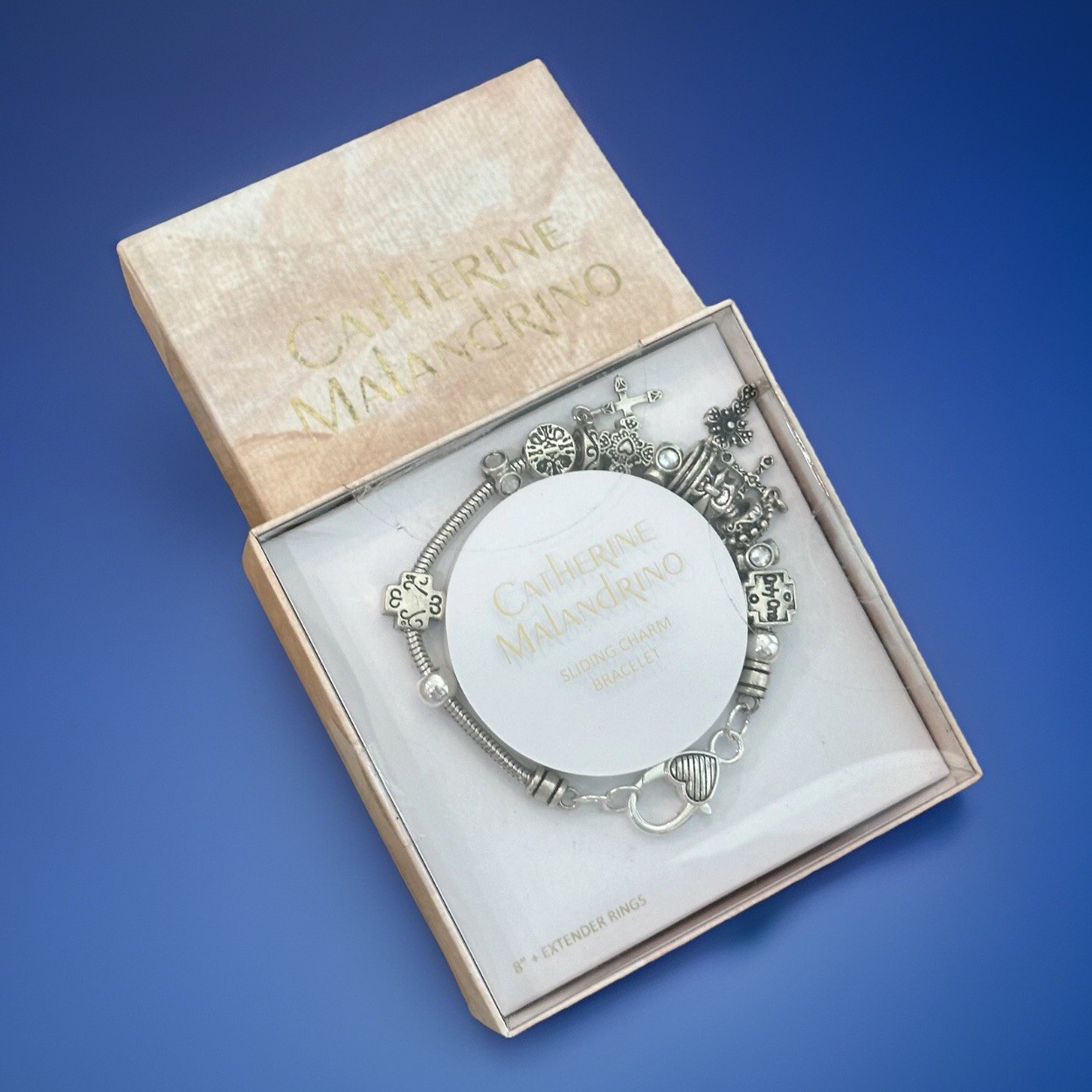 Catherine Malandrino Sliding Charm Bracelet Silver Sister Jewelry New In Box