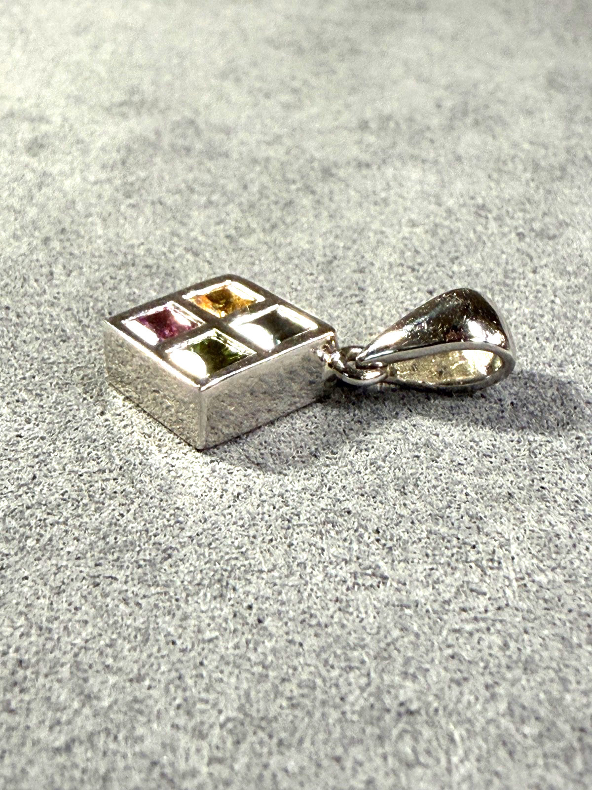 950 Platinum Multi Color .80ctw Blue Green Yellow Pink Sapphire Pendant
