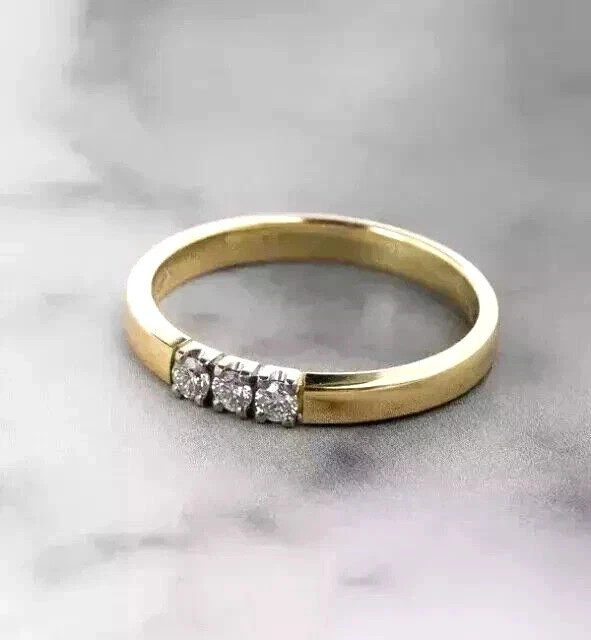 Simulated 2.50Ct Round Cut Wedding Band Ring 14k Yellow Gold Plated silver