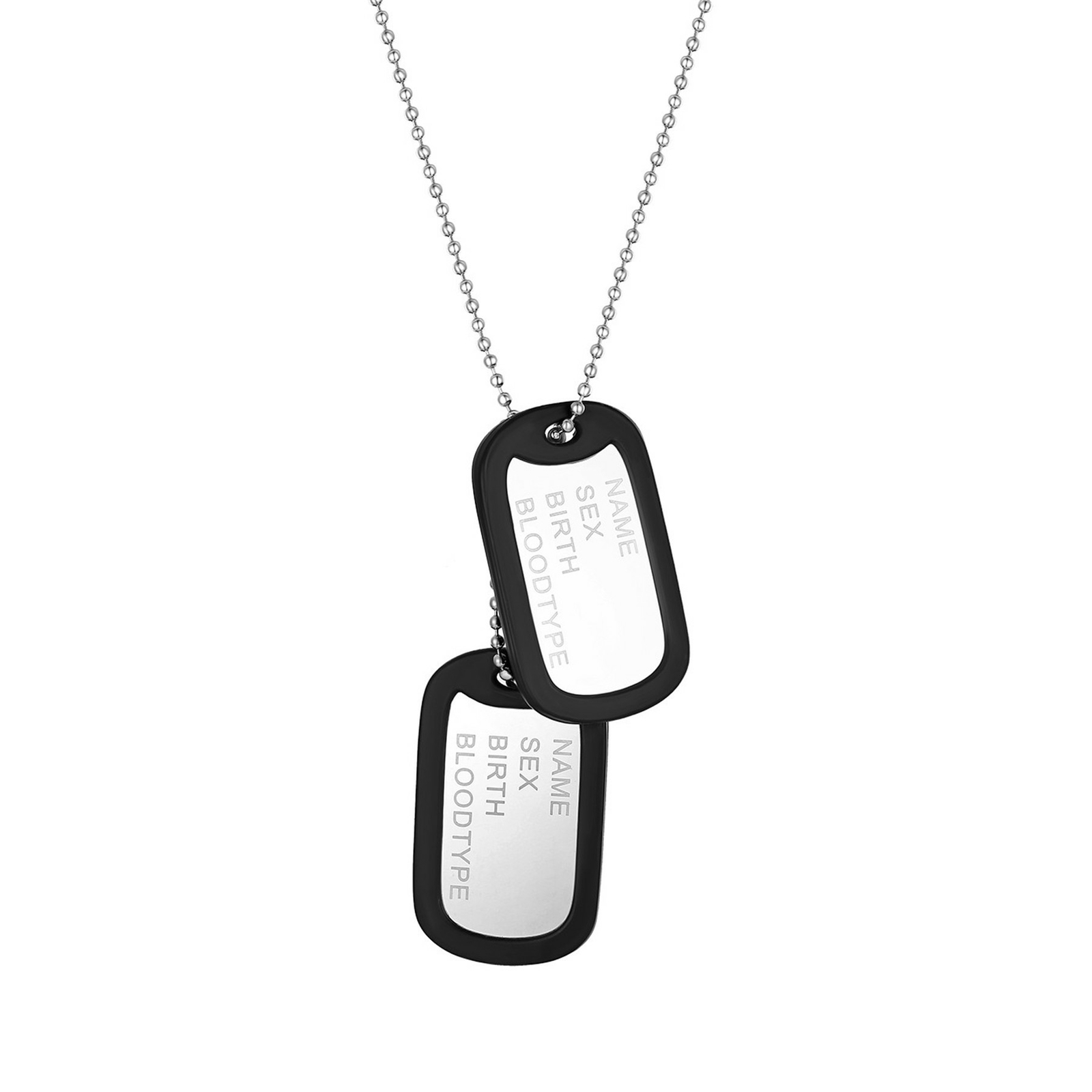 2pcs Men Army Military Stainless Steel Dog Tags Custom ID Pendant Necklace Chain