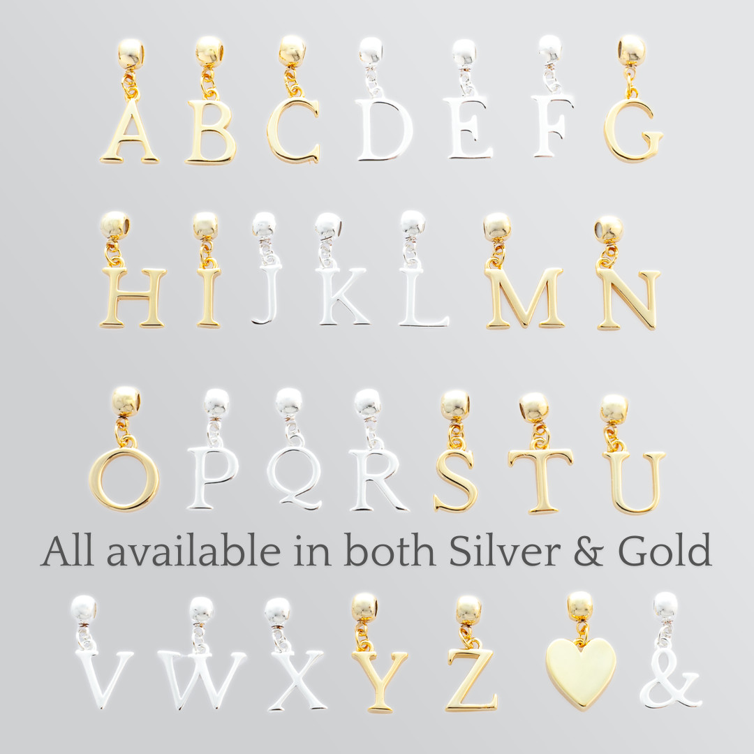 Birthstone & Initial Charms Necklace Personalized for You in Gold or Silver