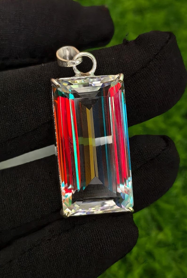 Natural Certified 55 Ct Mystic Silver Solid Pendant 925 Emerald Loose Gemstone