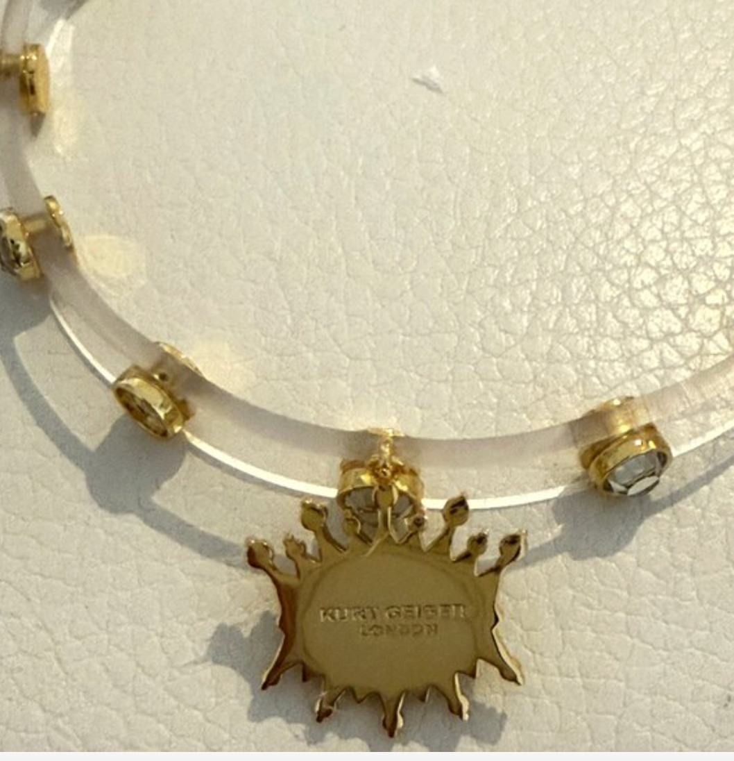 NWT Kurt Geiger London Clear Jelly Crystal Pavé Evil Eye Choker Necklace 15”