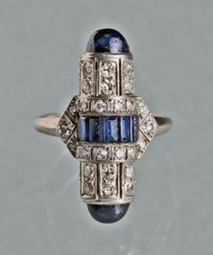 3.75CT Cabochon Baguette White & Blue Round Sapphire 935 Silver Women’s Earrings