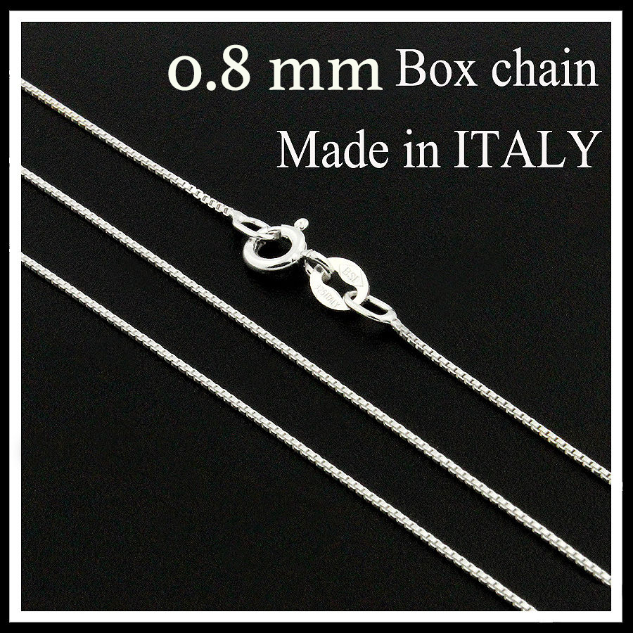 Sterling Silver Italian Box Chain 0.8 mm Thickness Chain Necklace Z05