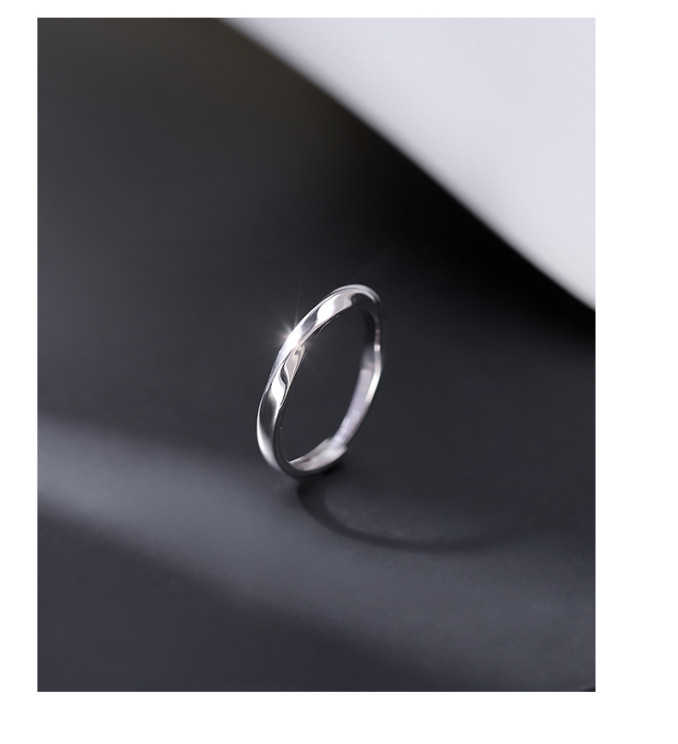 White Gold Plated Fidget Rings Crossed Zirconia Open End Adjustable Thumb I19