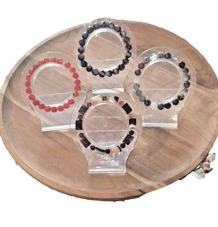 Genuine Crystal Stretch Bracelet Set of 3 8mm Round Natural Stone Healing Bead