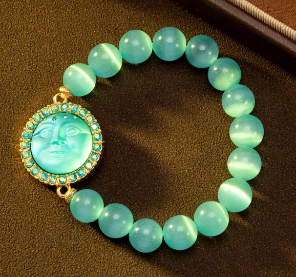 Moon face chunky stone bead bracelets