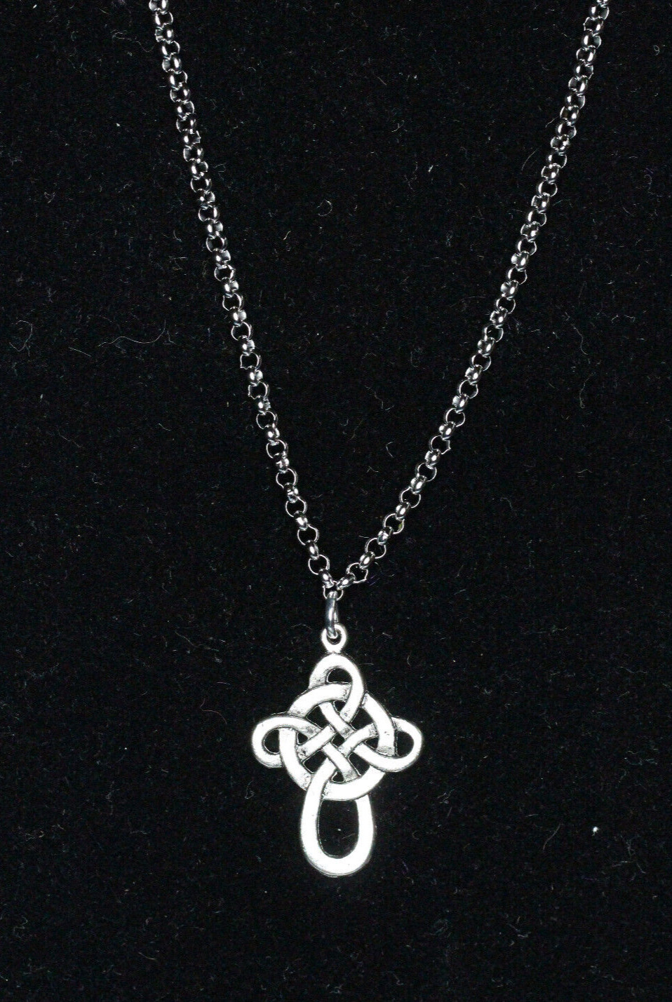 Celtic Knot Cross Charm Silver Pewter Pendant Stainless Steel Chain Necklace 18″