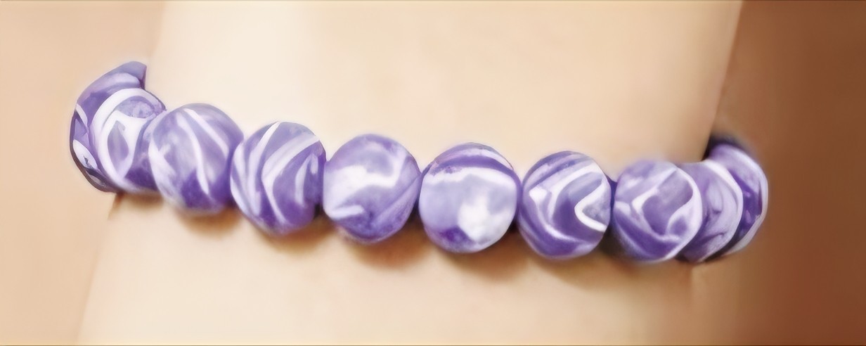 Natural Amethyst Gemstone Ball Elastic – 8mm Elastic Stretch Purple Stone