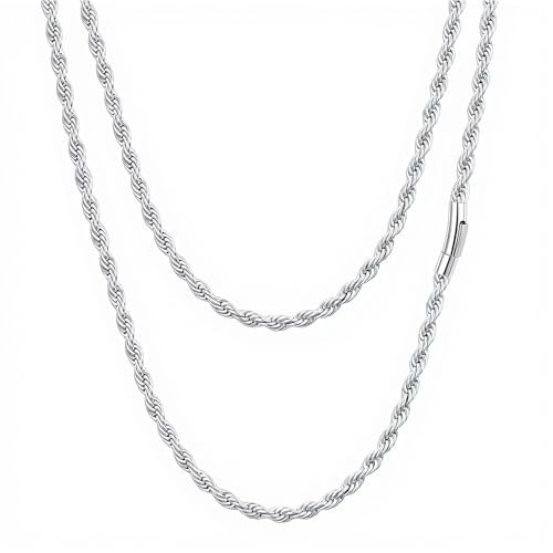 Twist Chain Necklace 2/3/5/8MM Braided Rope Chain Necklace for Men 20 inch 5 MM