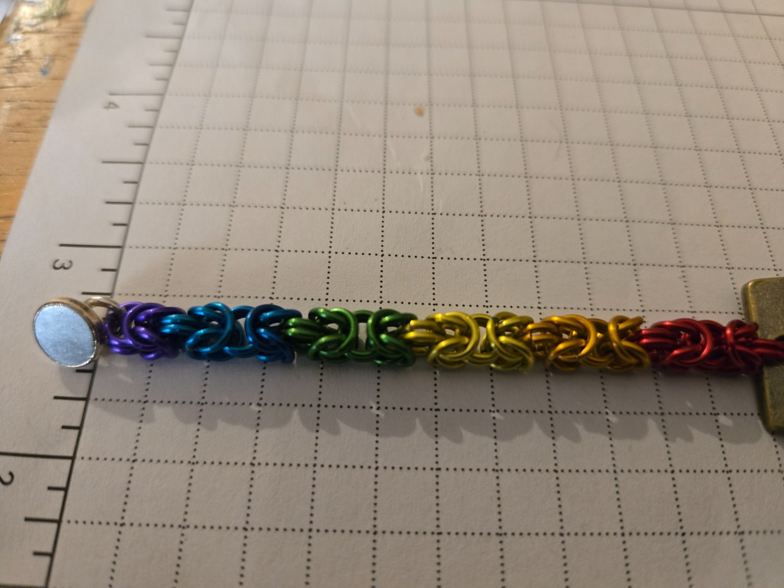 LGBTQIA+ Rainbow Gay Pride 8 inch Courage Chainmaille Bracelet w/ Magnetic Clasp