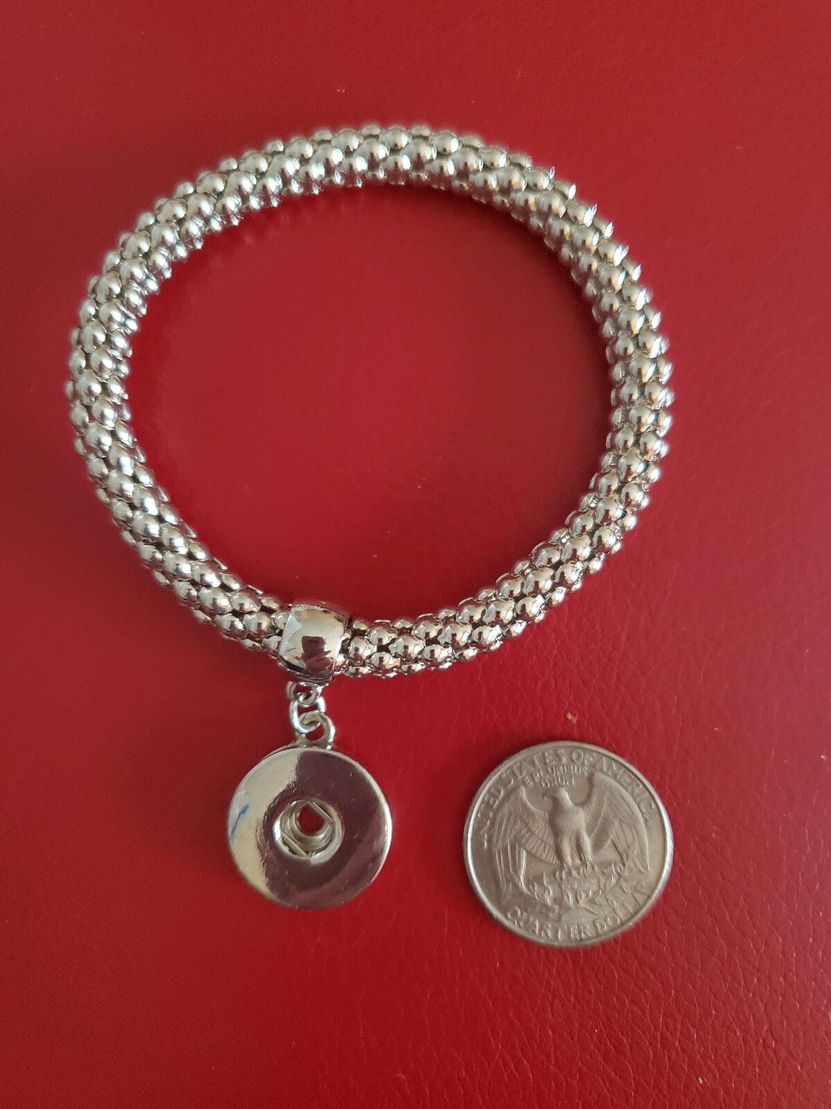Bracelet silver stretch Snap Charm size as Ginger Snaps Magnolia & Vine 18mm