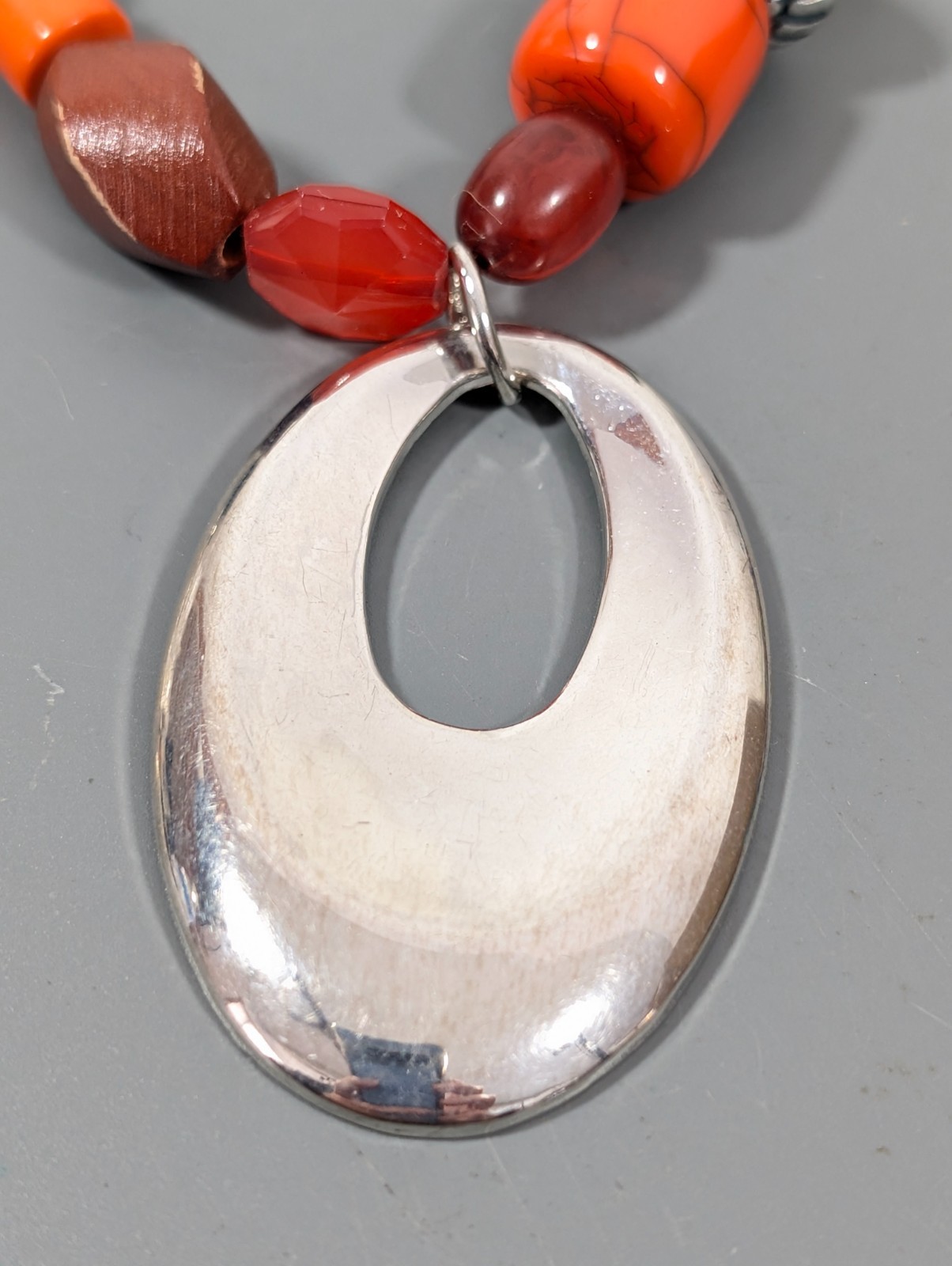 Lane Bryant Statement Pendant Necklace Silver Tone 21 in