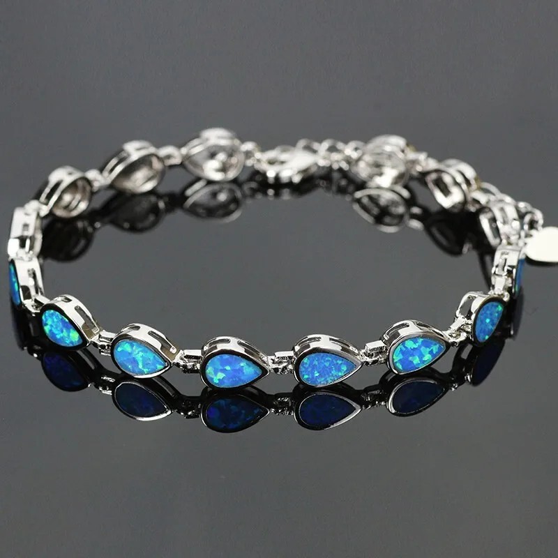 Hawaii Blue Opal Water Drop Bracelet 925 Sterling Sliver Jewelry For Women Girls