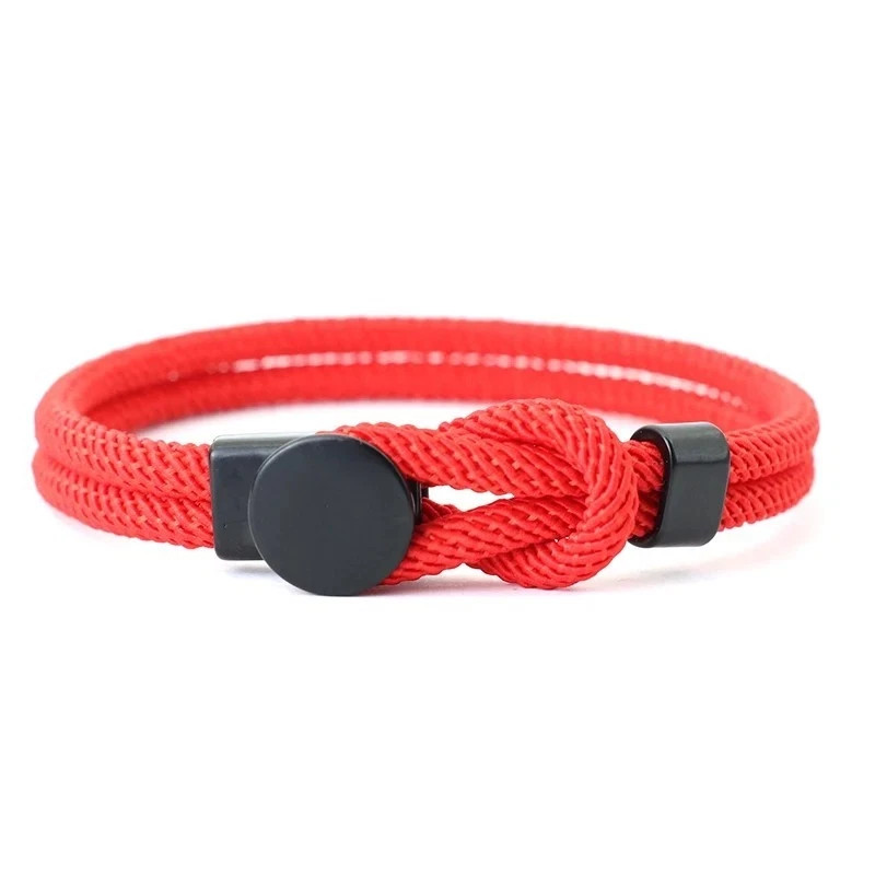 Men’s Double Layer Rope Bracelet Nylon Cord Adjustable Knot Wrist Band Gift