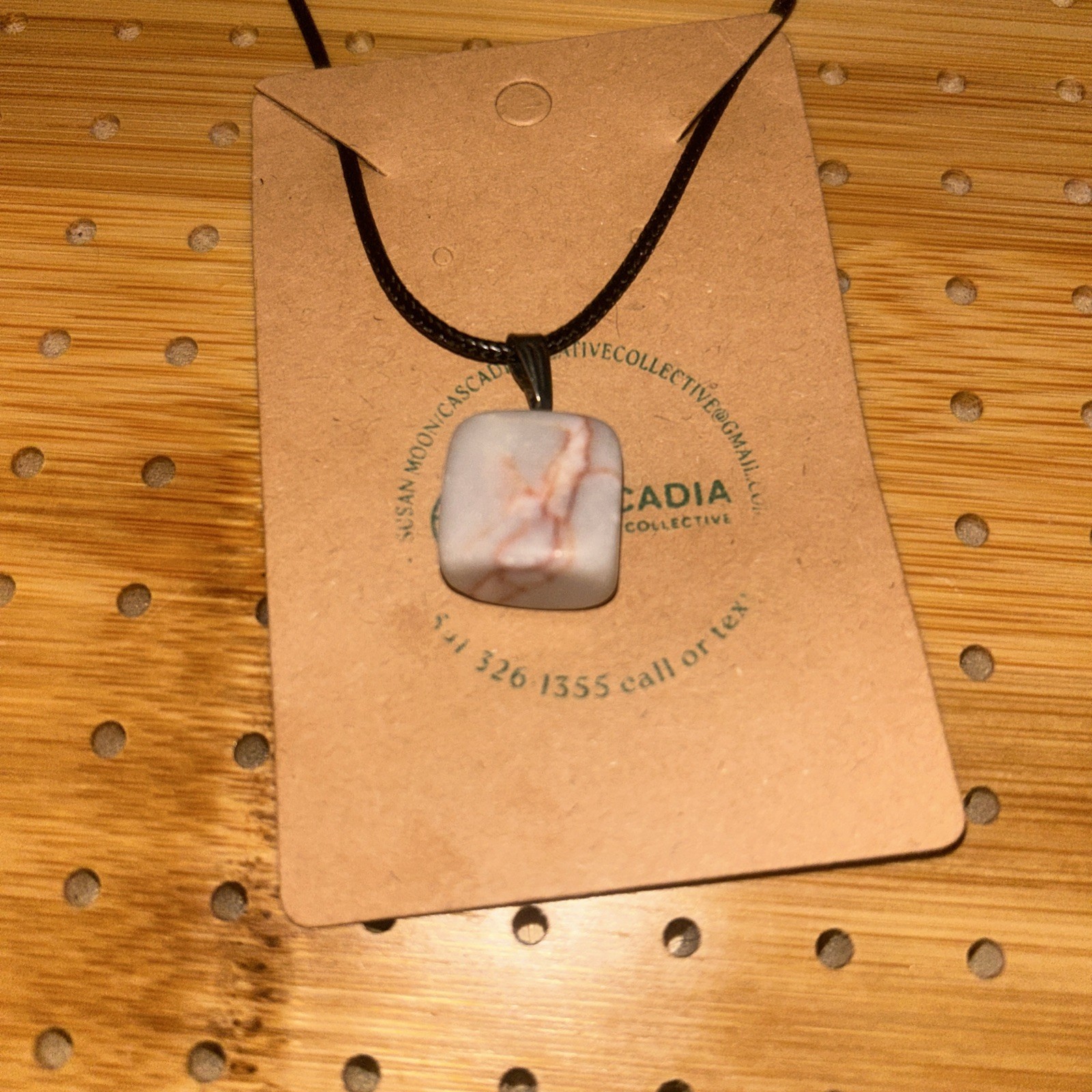 Natural Red Veined Jasper Pendant Necklace (endurance and perseverance)