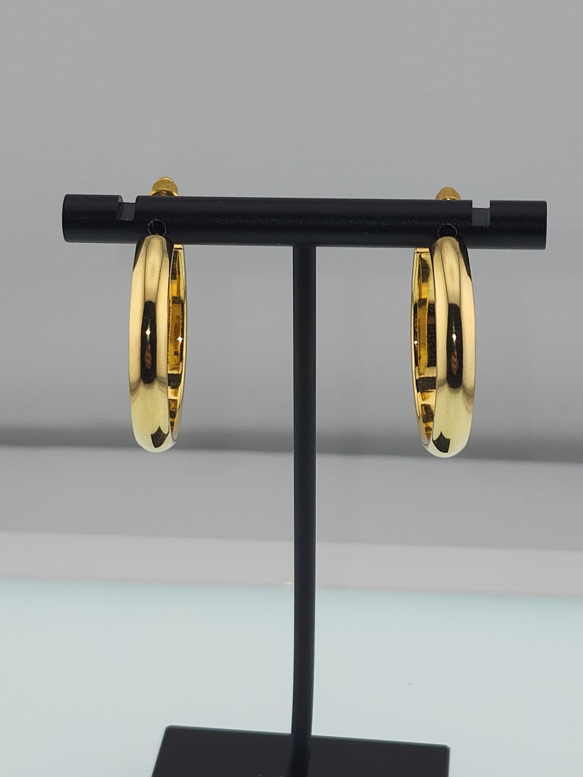 Gold Tone Open Hoop Post Back Earrings