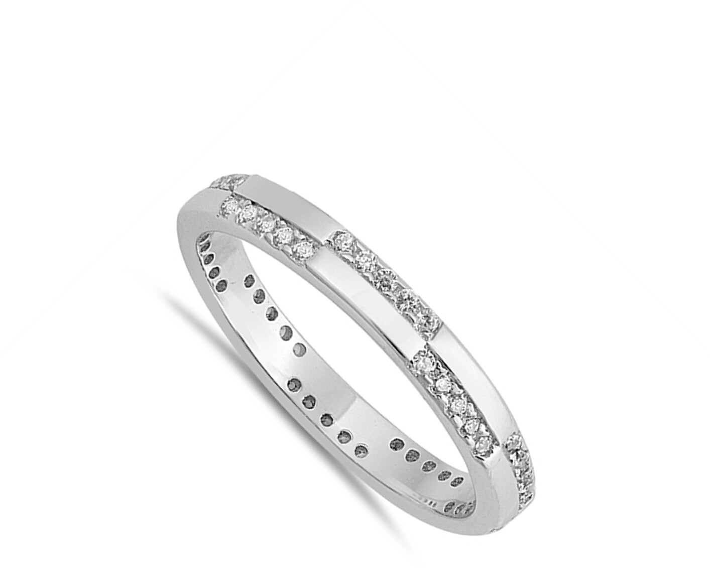 Clear CZ Classic Ring New .925 Solid Sterling Silver Band Sizes 5-10