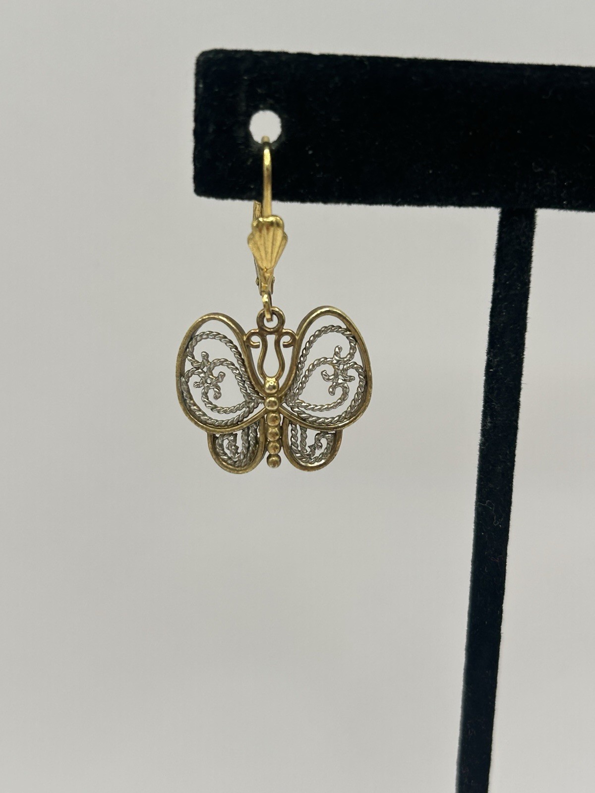 Pair Of Palmbeach 18k Gold-Plated Two-Tone Filigree Butterfly Drop Earrings Boho