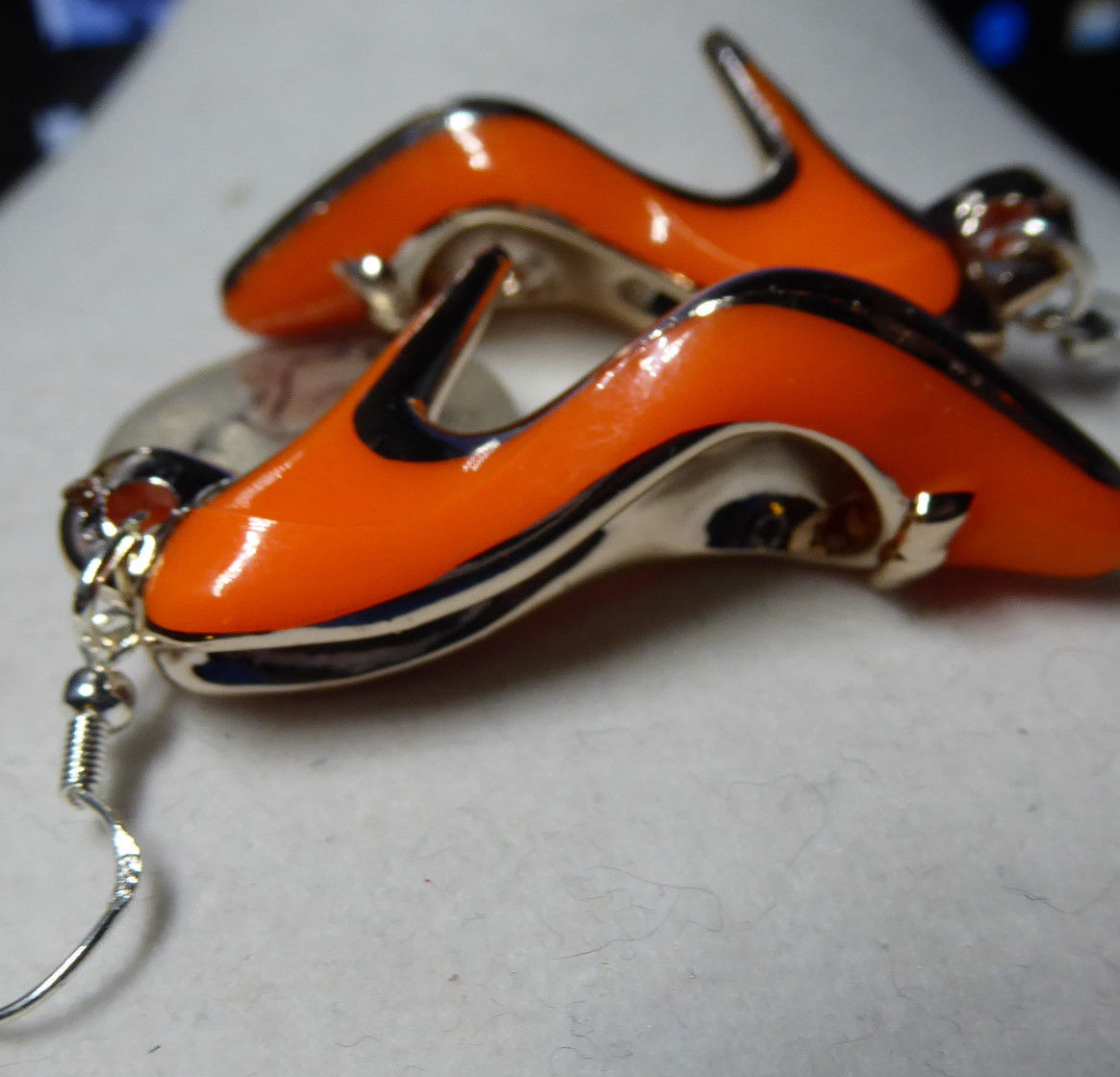 Unique Orange 925 EARRINGS HIGH HEEL SHOES STILETTO Halloween Nora Winn