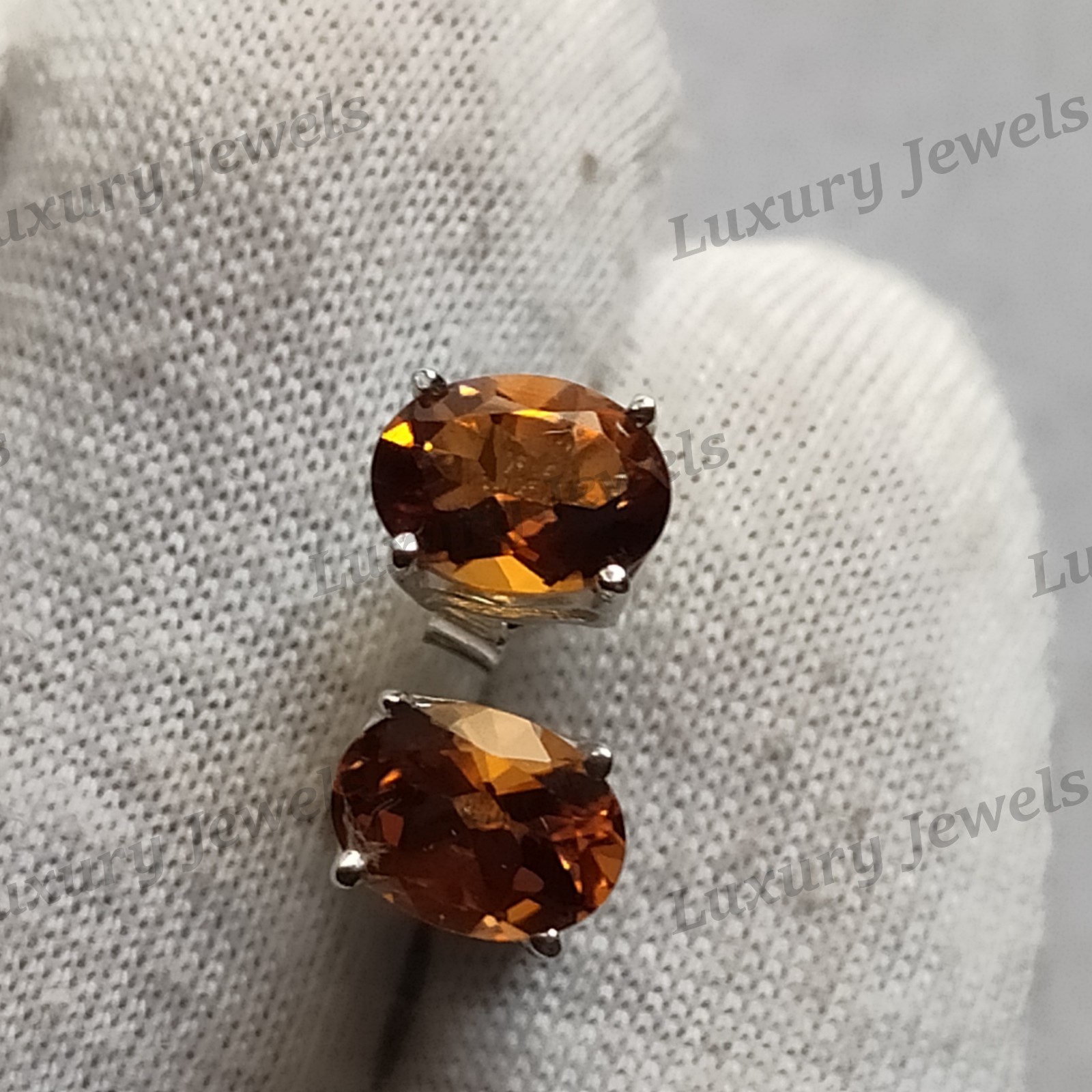 Brandy Citrine 925 Sterling Silver Earrings Natural Gemstone Stud Women