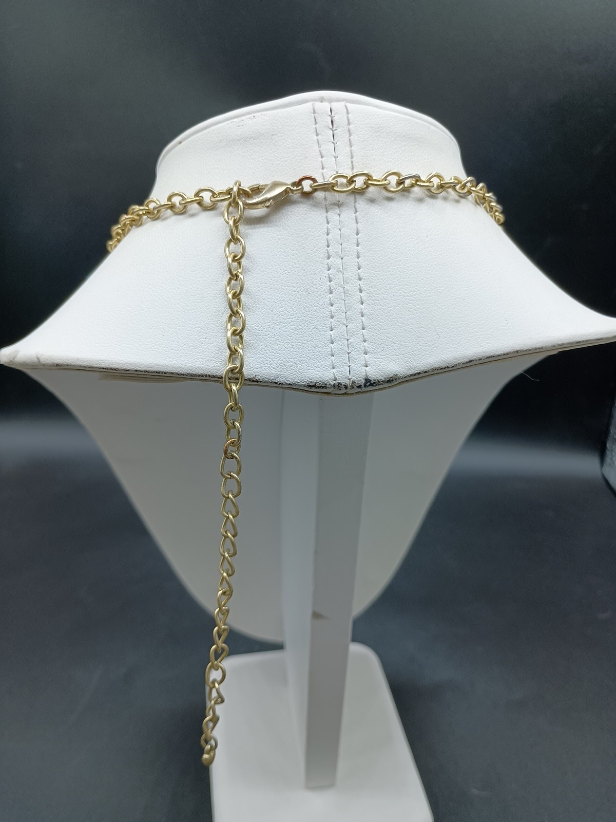 Blue Beaded Bib Necklace Faceted Dangle Gold Tone Chain 18″ Adjustable
