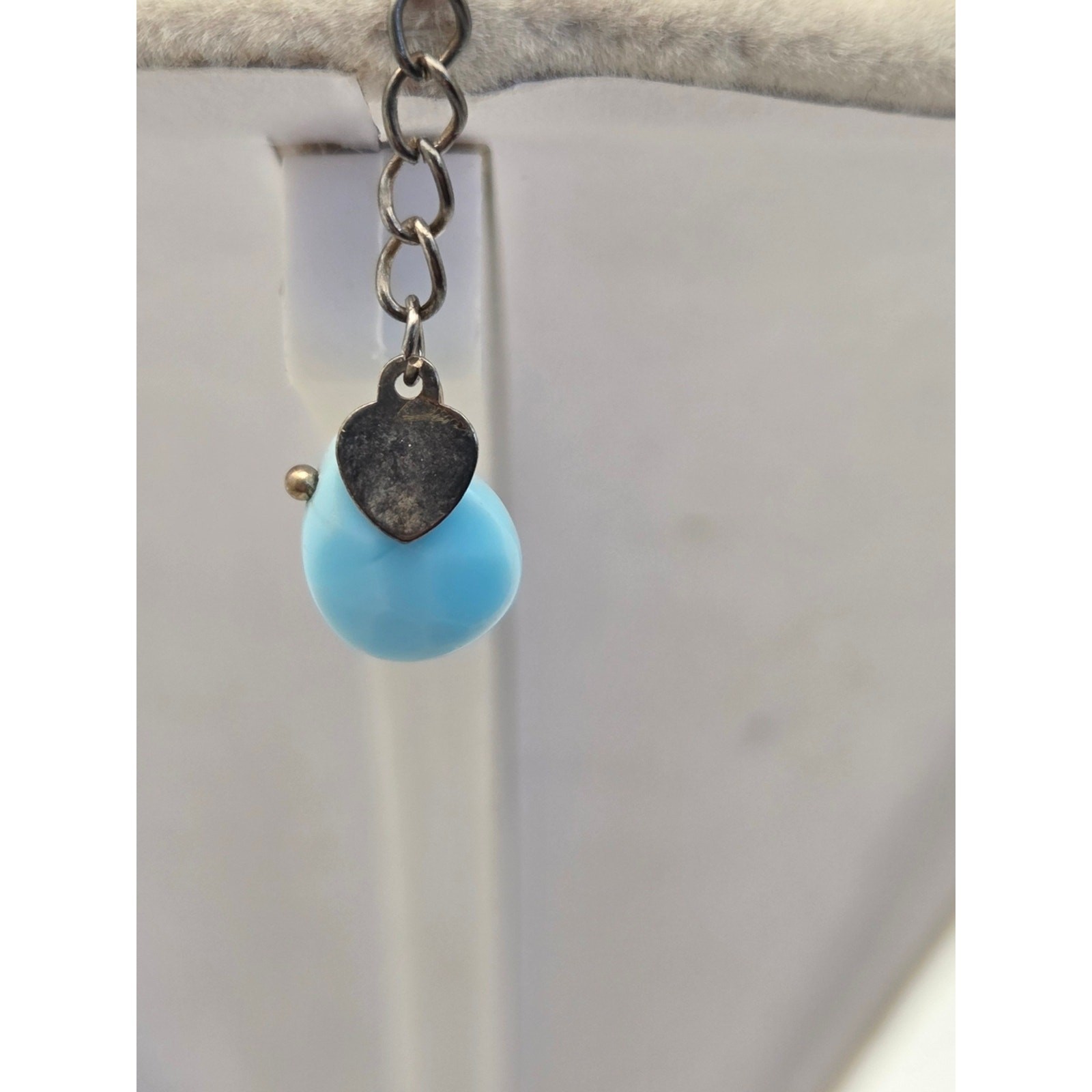 Chunky Blue Stone & Glass Statement Necklace Boho Wire Wrapped 18″