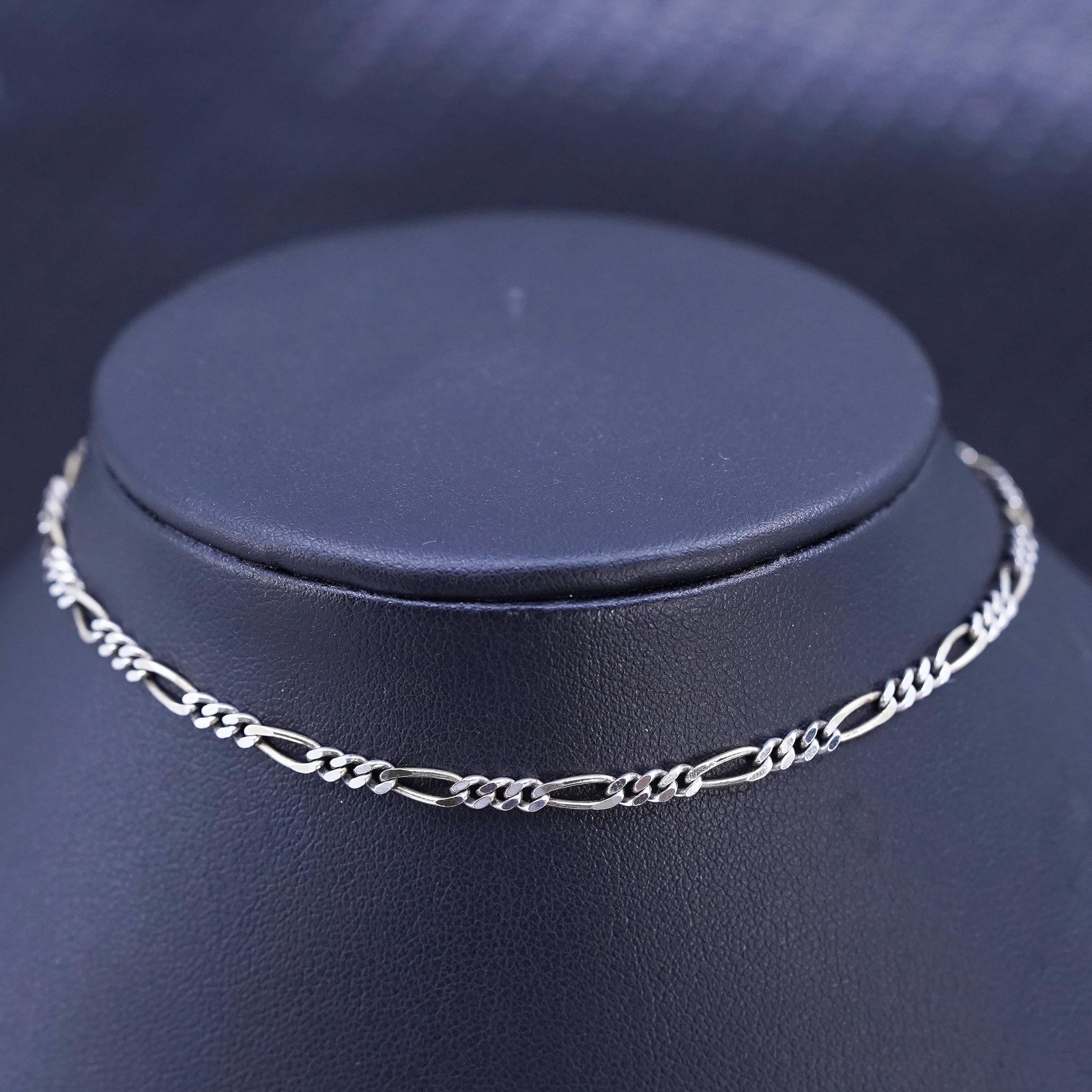 10” Italian KA1772 vermeil gold over sterling silver 925 flatten figaro anklet