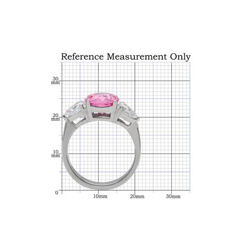Womens, Girls, Silver Pink Cubic Zirconia, Clear Heart Cubic Zirconia CZ Ring