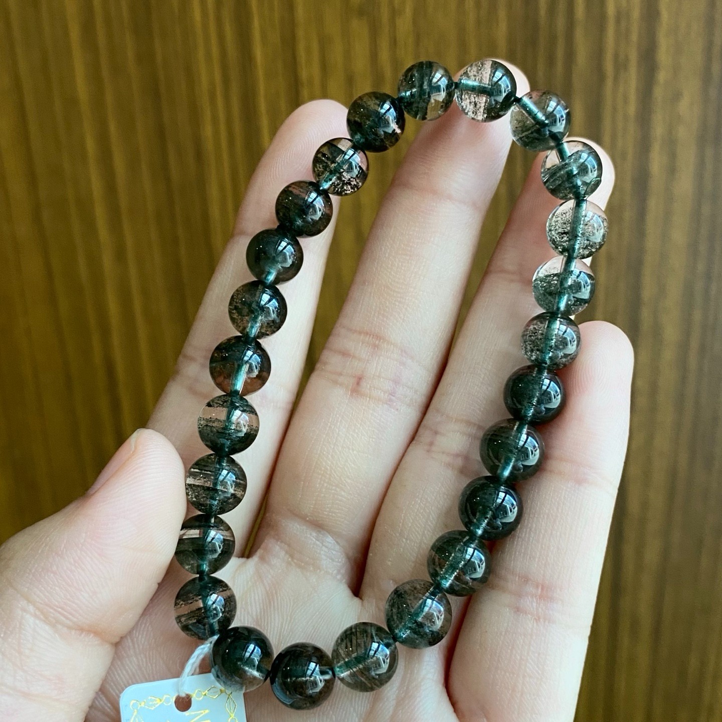 7.8mm Natural Green Phantom Quartz Bracelet healing Wealth Luck Crystal Jewelry