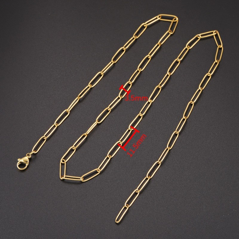Waterproof Gold Plated Stainless Steel 20Inch Paperclip Chain Necklace SSF80-G