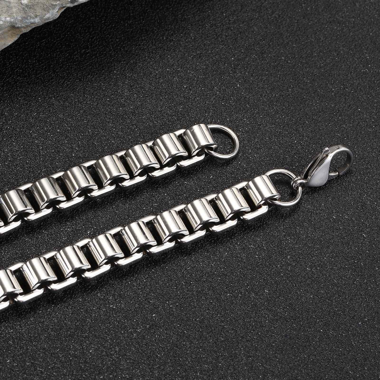 Stainless Steel Chunky Handmade Rolo Link Bracelets Paperclip Wristband Unisex