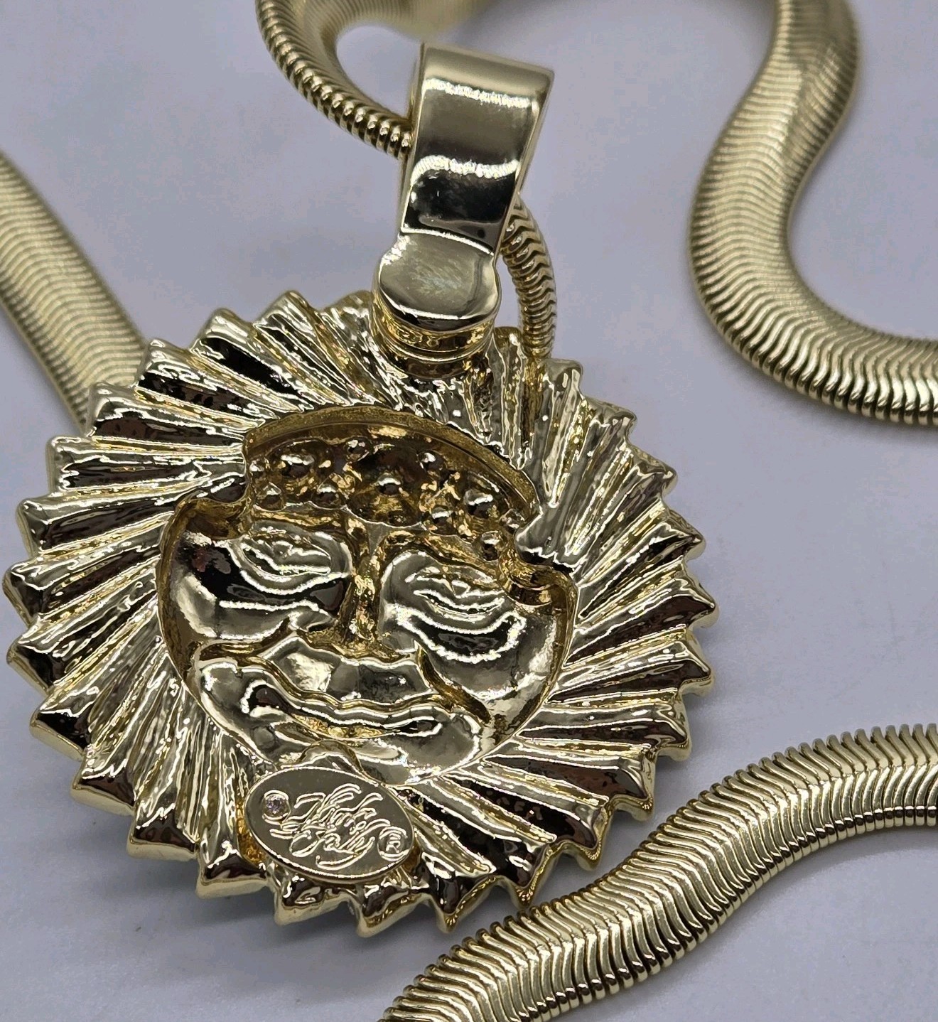 Kirks Folly Luna Light & Love Metallic Moon Foldover Pendant and Necklace 2pc GT